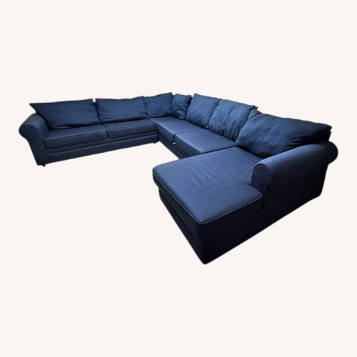 Used Navy Blue 4 Piece Right Arm Facing Sectional for sale on AptDeco