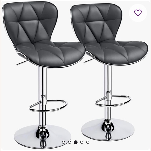 Used Dark Gray Faux Leather Stools, Set of 4 for sale on AptDeco
