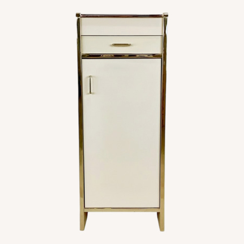 Used Vintage 1980s Jewelry Armoire with Gold-Tone Trim for sale on AptDeco