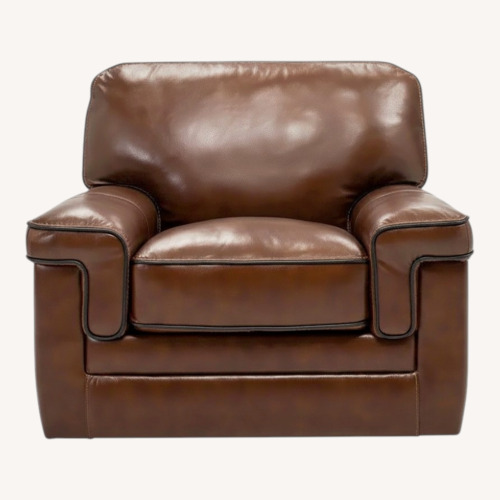 Used Raymour & Flanigan Colton Leather Swivel Chair for sale on AptDeco