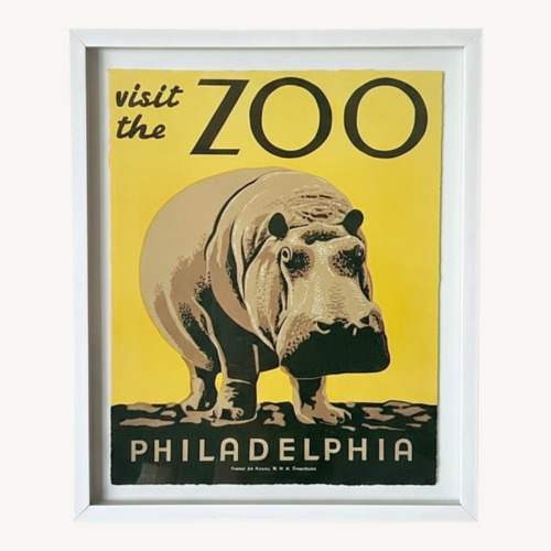 Used WPA Philadelphia Zoo Hippo Framed Poster for sale on AptDeco
