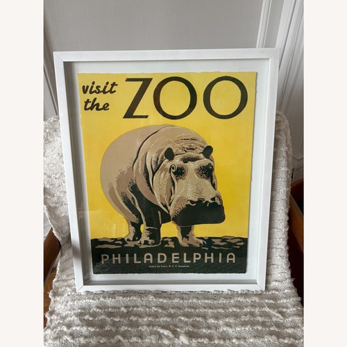 Used WPA Philadelphia Zoo Hippo Framed Poster for sale on AptDeco
