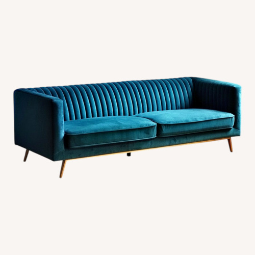 Used Brooklyn Space Green Velvet 3+ Seater Sofa for sale on AptDeco