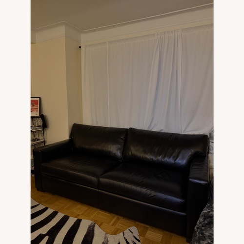 Used Crate & Barrel Axis Black Leather 3+ Seater Sofa for sale on AptDeco