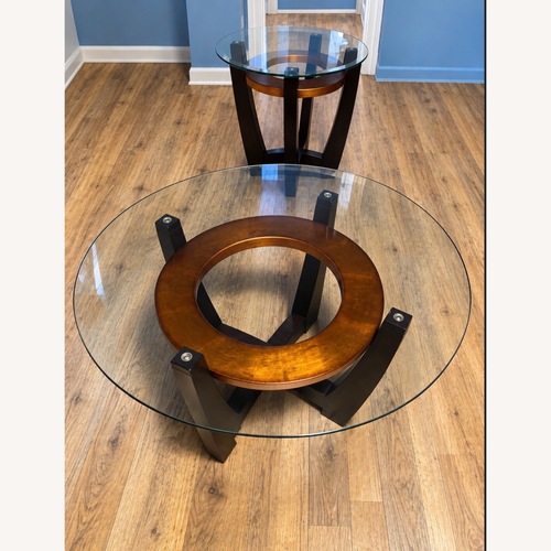 Used Raymour & Flanigan Glass Coffee Table for sale on AptDeco