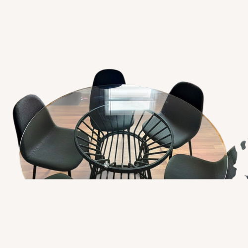 Used Pre Owned Glass Dining Table Set for sale on AptDeco