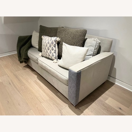 Used Crate & Barrel Light Gray Velvet 2 Seater Sofa for sale on AptDeco