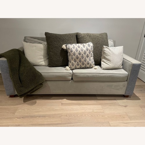 Used Crate & Barrel Light Gray Velvet 2 Seater Sofa for sale on AptDeco