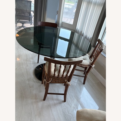 Used Black Glass Dining Table/6 Chairs for sale on AptDeco
