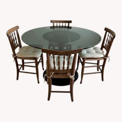 Used Black Glass Dining Table/6 Chairs for sale on AptDeco