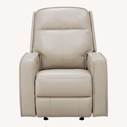 Used Raymour & Flanigan Light Gray Leather Recliner for sale on AptDeco