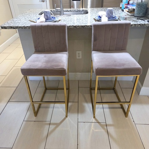 Used Etta Avenue Roscoe 26" Mauve Velvet Counter Stools for sale on AptDeco