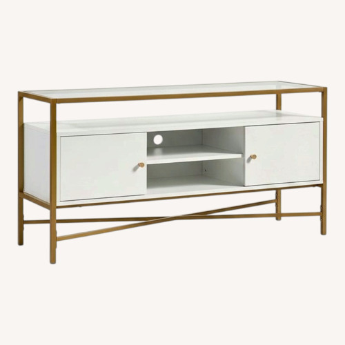 Used Wayfair Everly Quinn Deleon White & Gold TV Stand for sale on AptDeco