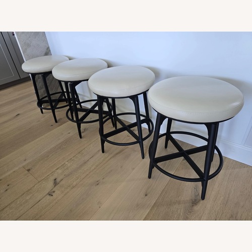 Used  Luka Ivory Leather Swivel Stools for sale on AptDeco