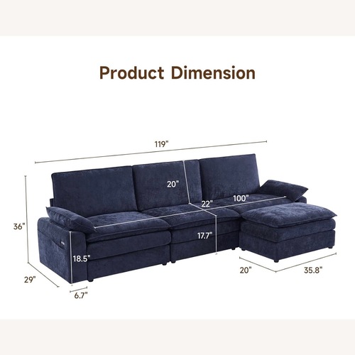 Used Amazon Blue Fabric 2 Piece Sectional for sale on AptDeco