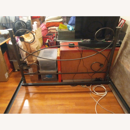 Used Vintage/Antique Dark Gray Metal Queen Bed for sale on AptDeco