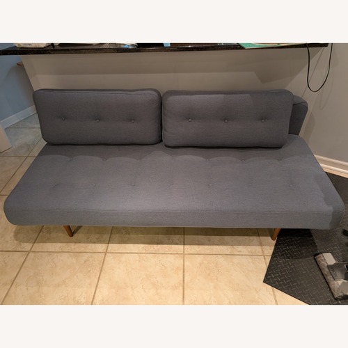 Used Room & Board Blue Deco Futon Convertible for sale on AptDeco