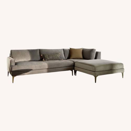 Used West Elm Light Gray Velvet 3+ Piece Sectional for sale on AptDeco