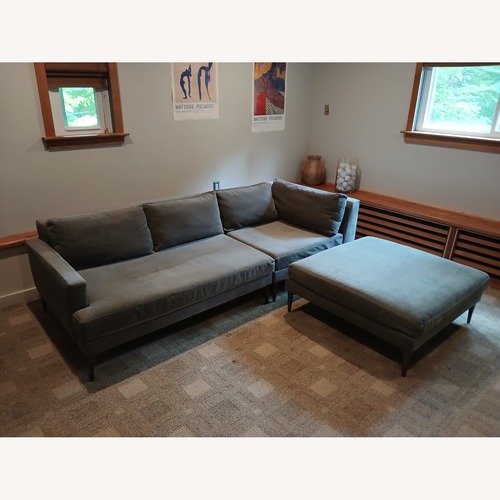 Used West Elm Light Gray Velvet 3+ Piece Sectional for sale on AptDeco