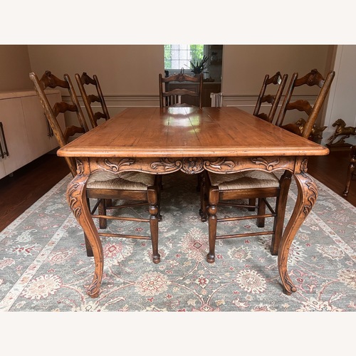 Used French Country Dining Table & 8 Ladderback Chairs for sale on AptDeco