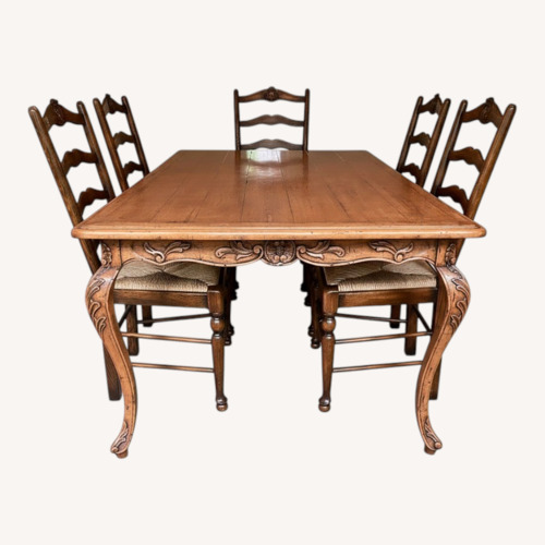Used French Country Dining Table & 8 Ladderback Chairs for sale on AptDeco