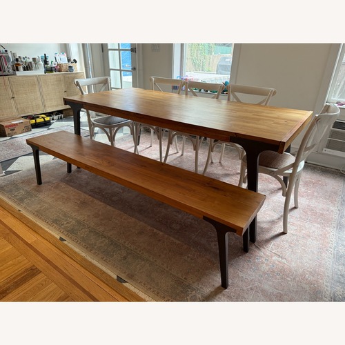 Used Crate & Barrel Lakin 81" - 119" Teak Extendable Dining Table for sale on AptDeco