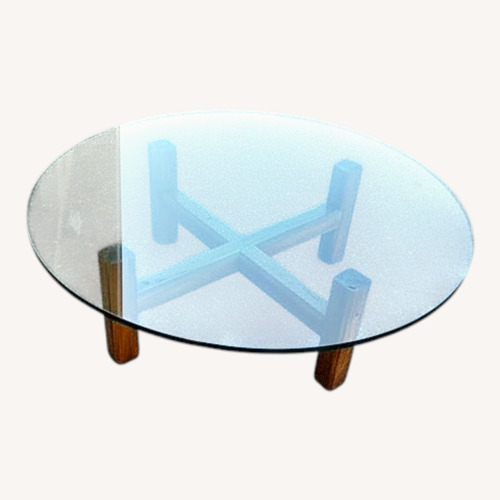 Used Vintage Wormwood Glass Topped Coffee Table for sale on AptDeco