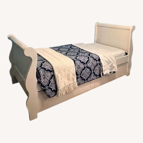 Used White Wood Twin Bed with Trundle for sale on AptDeco