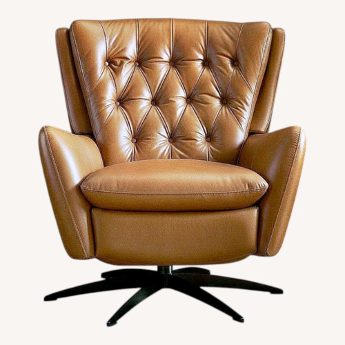 Used Pottery Barn Wells Tufted Leather Swivel Recliner for sale on AptDeco