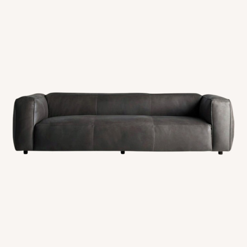 Used Arhaus Madrone Apartment Leather Sofa in Graphite for sale on AptDeco
