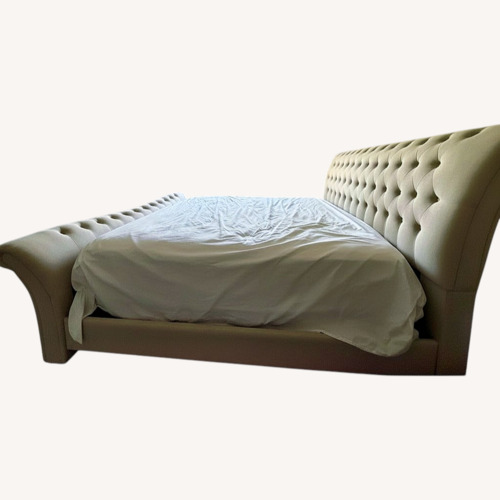 Used Raymour & Flanigan Light Gray King Bed for sale on AptDeco