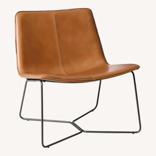 Used West Elm Slope Saddle Leather Lounge Chair in Nut for sale on AptDeco