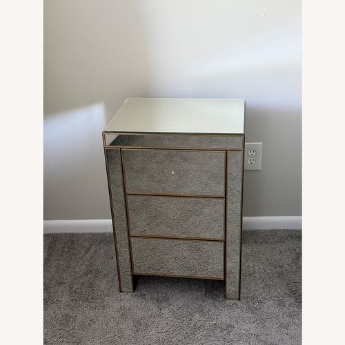 Used Raymour & Flanigan Silver Nightstand for sale on AptDeco