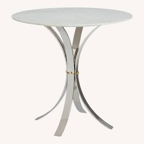 Used Electrum Marble Top With Shiny Metal Legs Table for sale on AptDeco