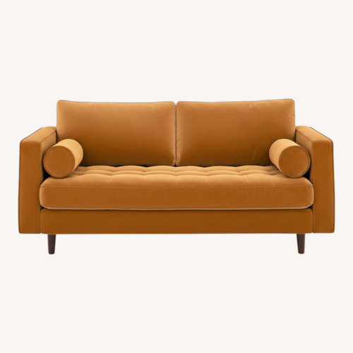 Used Article Sven Tufted Velvet Loveseat - Plush Pacific Ginger for sale on AptDeco
