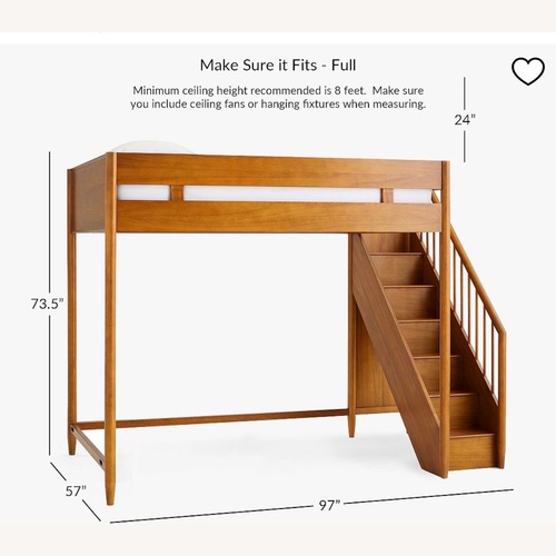 Used Pottery Barn White Wood Loft Bed with stairs for sale on AptDeco