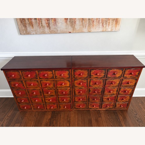 Used Pottery Barn Andover Apothecary Storage Cabinets, Set of 2 for sale on AptDeco