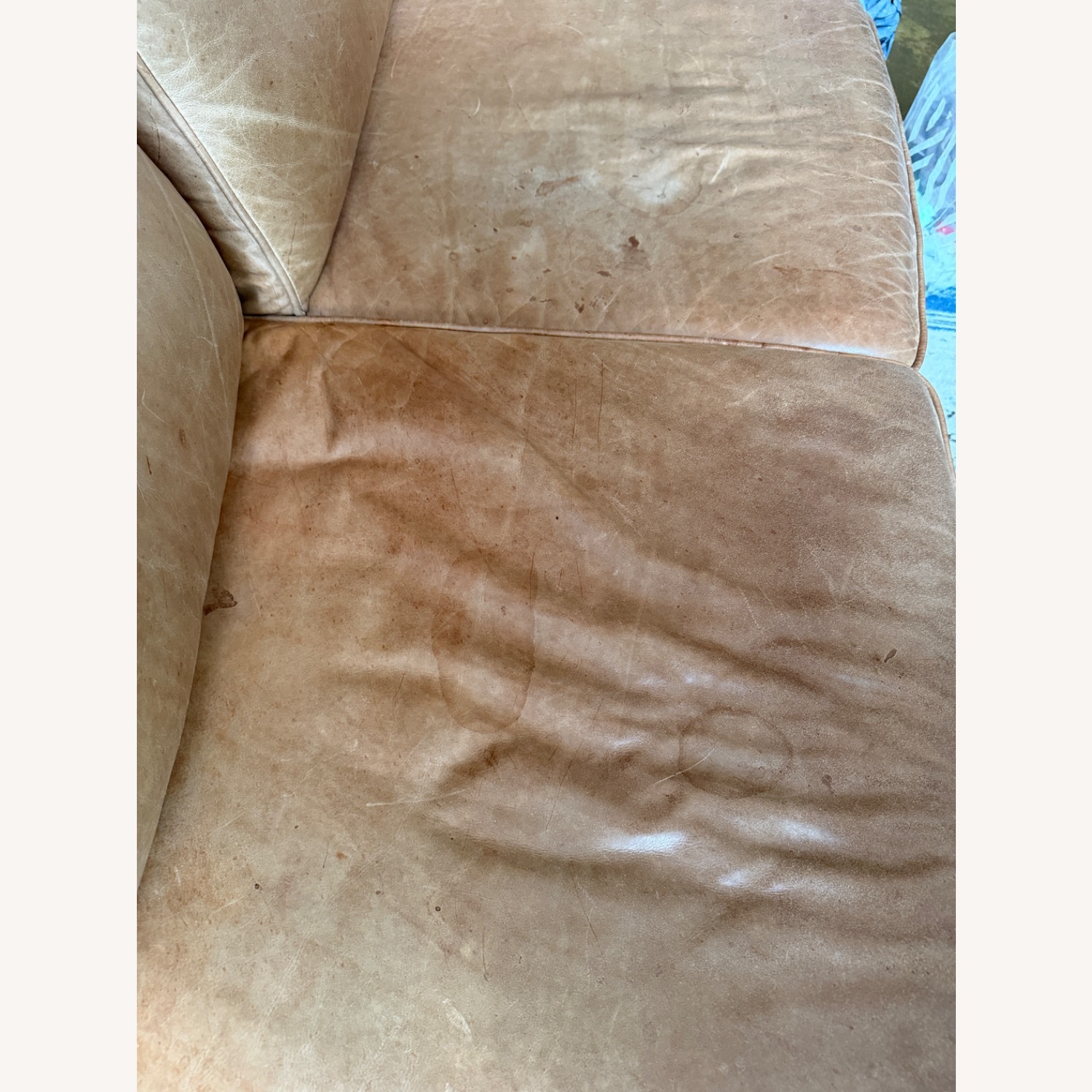 West Elm Light Hamilton Brown Leather 3+ Seater Sofa - image-4