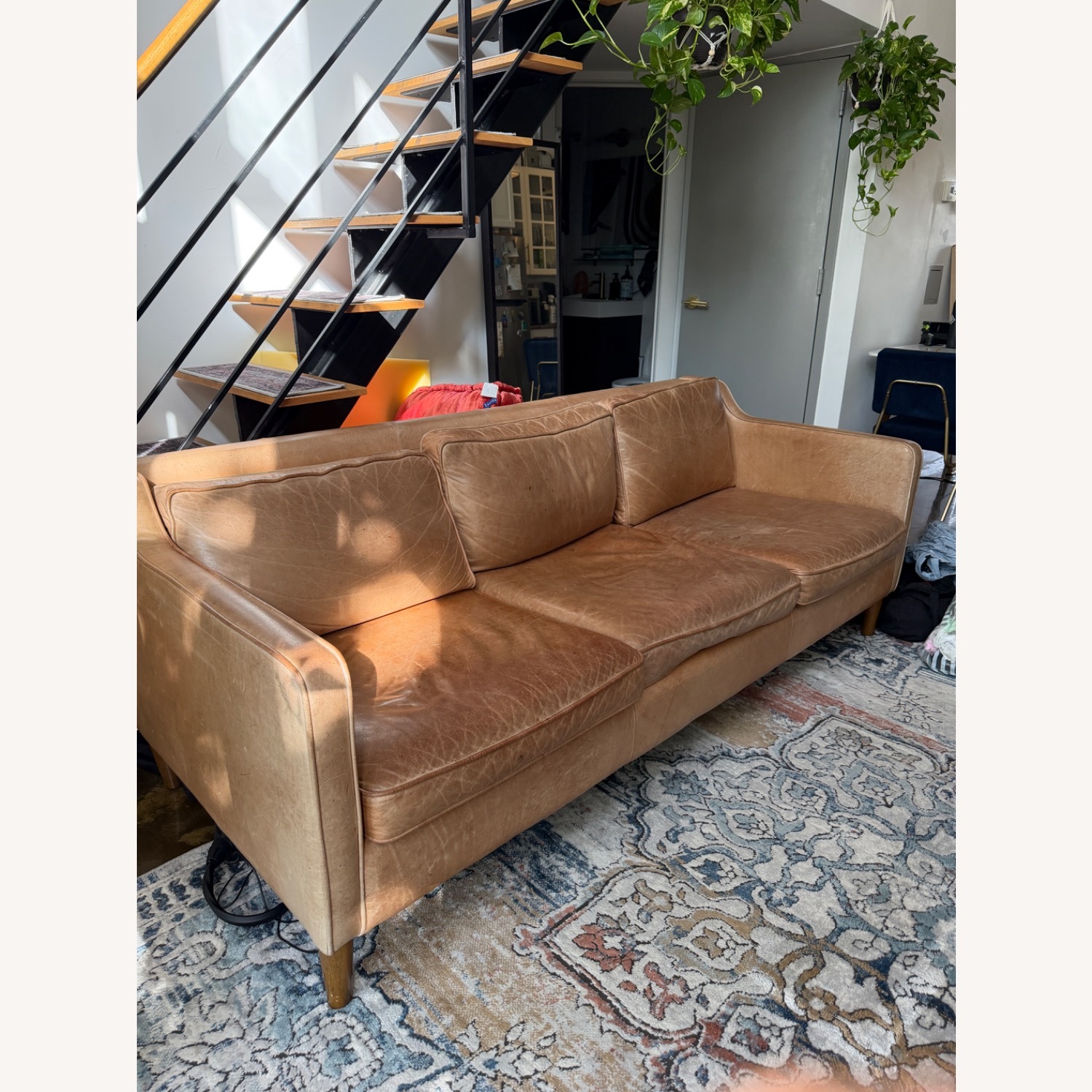 West Elm Light Hamilton Brown Leather 3+ Seater Sofa - image-2