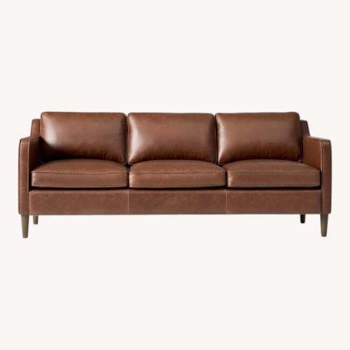 Used West Elm Light Hamilton Brown Leather 3+ Seater Sofa for sale on AptDeco