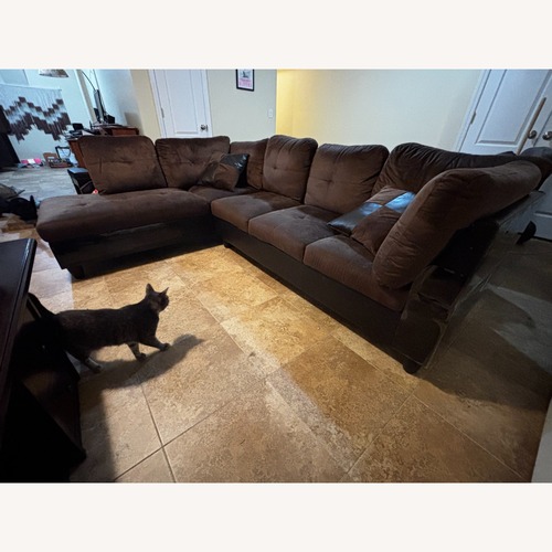 Used Burman 103.5" Faux Leather Sofa and Chaise for sale on AptDeco