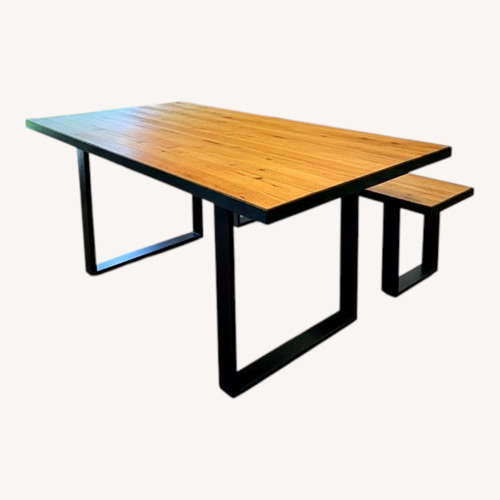 Used West Elm Industrial Oak and Steel Dining Set for sale on AptDeco