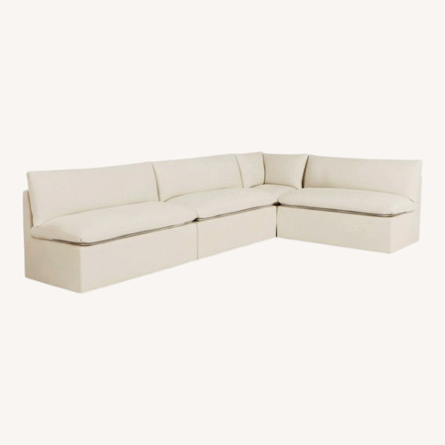 Used Aria Banquette Medium Weight Linen Oatmeal Sectional for sale on AptDeco