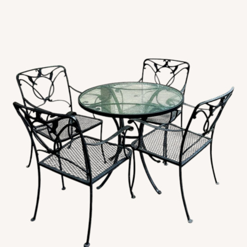 Used Metal Glass Outdoor Furniture Plus 2 Loungers for sale on AptDeco