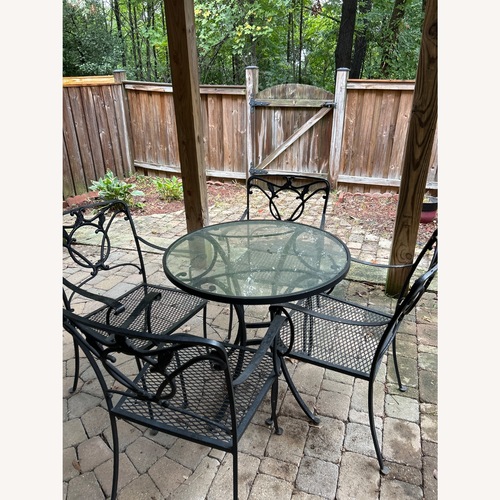 Used Metal Glass Outdoor Furniture Plus 2 Loungers for sale on AptDeco