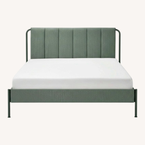 Used IKEA TÄLLÅSEN Green Fabric Queen Bed for sale on AptDeco