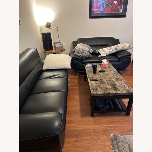 Used Black Leather 2 Seater Sofa for sale on AptDeco