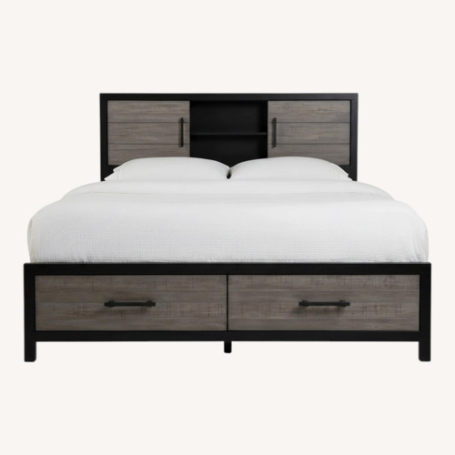 Used Bob's Discount Furniture Fusion Dark Brown Queen Bed for sale on AptDeco