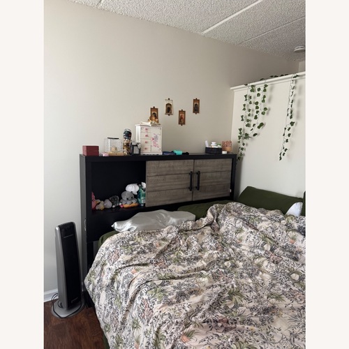 Used Bob's Discount Furniture Fusion Dark Brown Queen Bed for sale on AptDeco