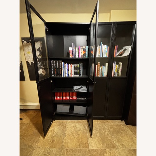 Used IKEA Billy Bookcases With Glass Doors, Pair for sale on AptDeco